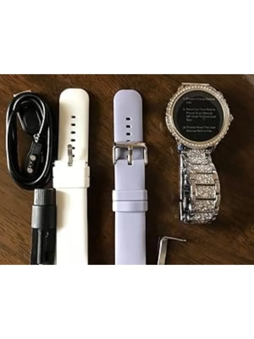 Stylish Diamond Smart Watch for Women, Full Screen Fitness Tracker, Heart Rate